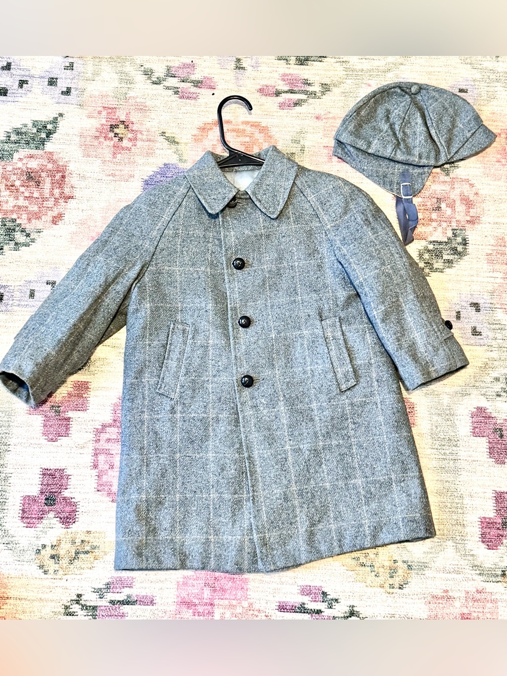 Boys Vintage English Wool Coat and matching Cap
